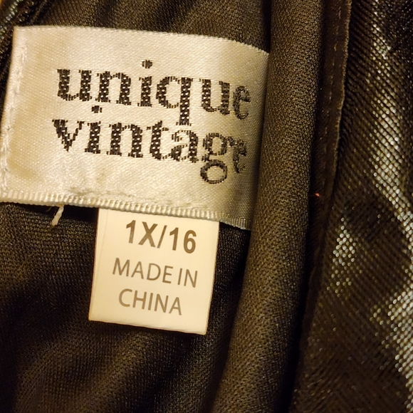 NWT Unique Vintage Metallic One Shoulder Lucretia Fitted Dress 1X - Picture 5 of 9